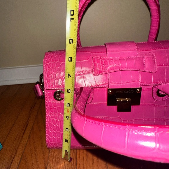 Lightly used Calfskin Crocodile Embossed Medium Rosalie Satchel Fuchsia - Picture 2 of 15